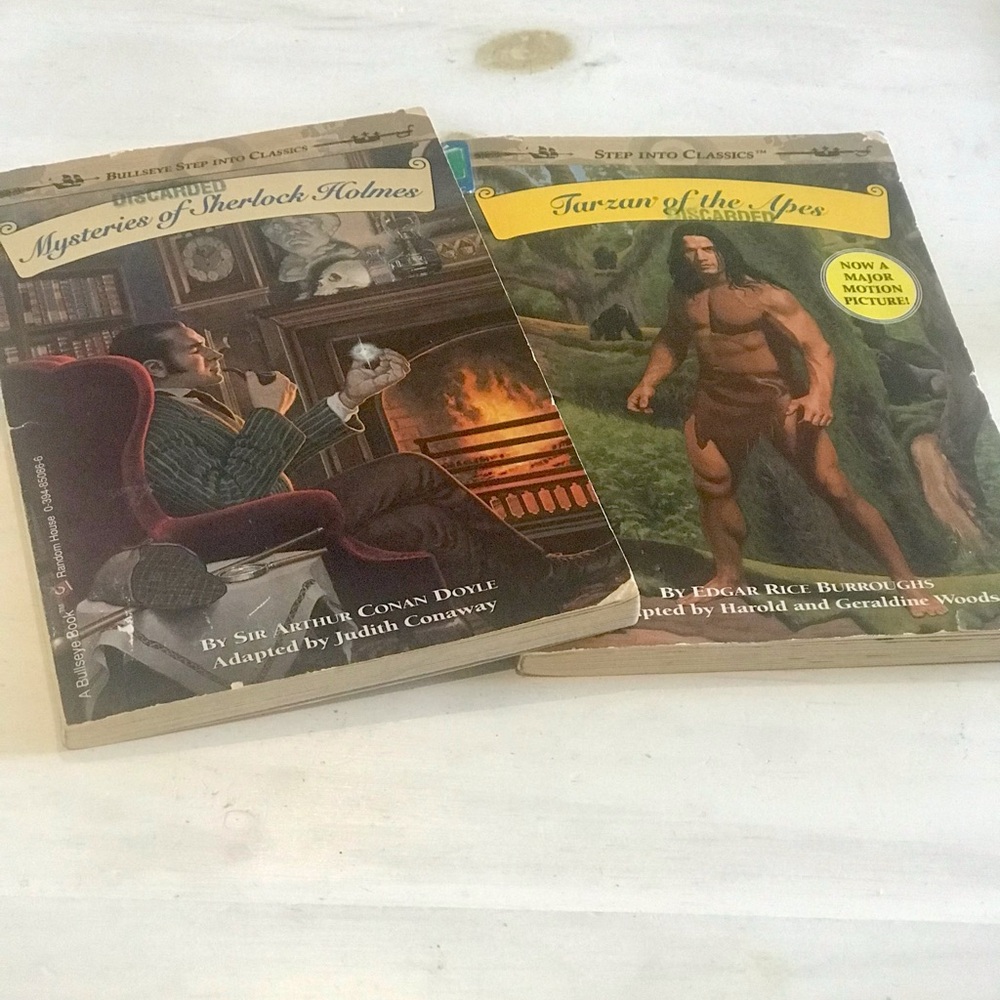 Vintage Books 1980’s Sherlock Holmes and Tarzan Bullseye Step Into Classics